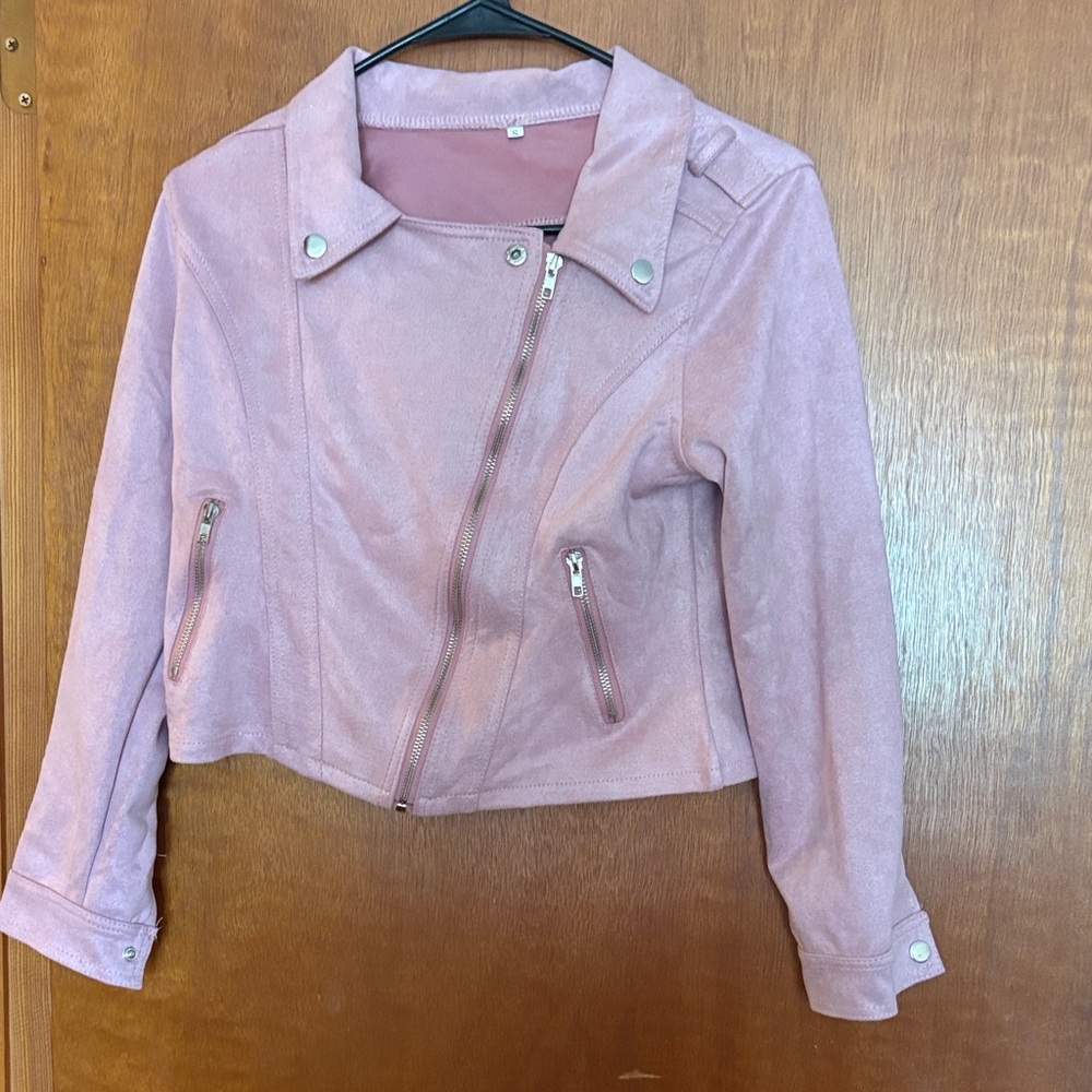 Women's Pink Suede Moto Jacket